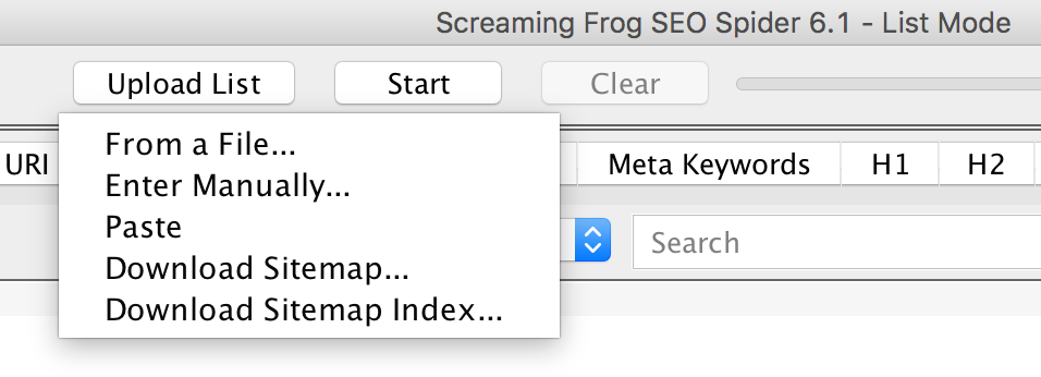 Analizar Sitemap con Screaming Frog