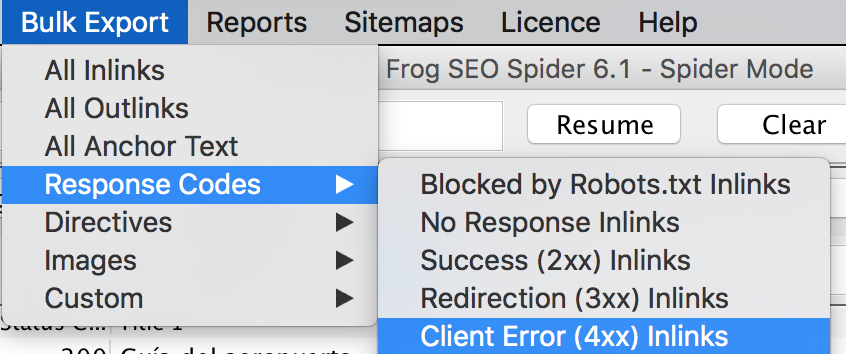 Bulk Reports Screaming Frog